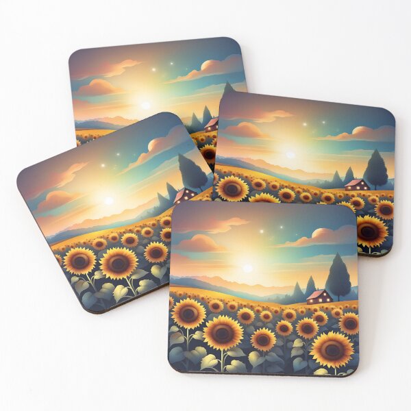 Item preview, Sunflowers view with sunset designed and sold by eMShoper.