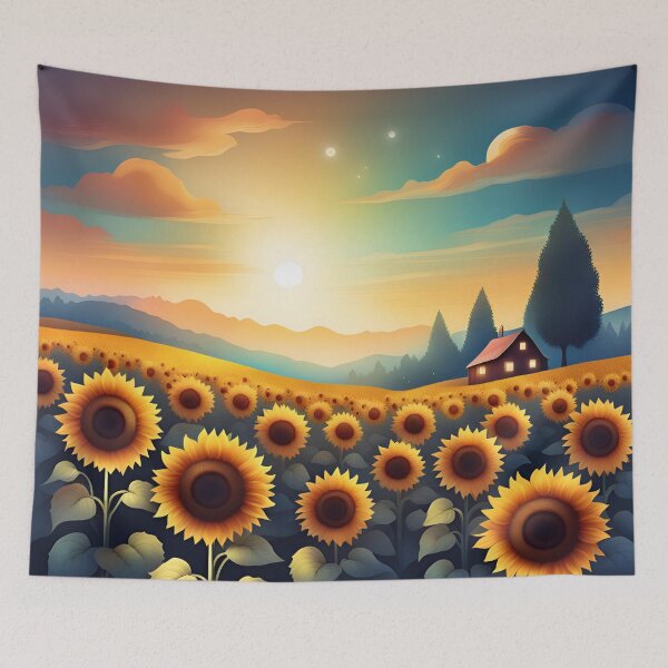 Item preview, Sunflowers view with sunset designed and sold by eMShoper.