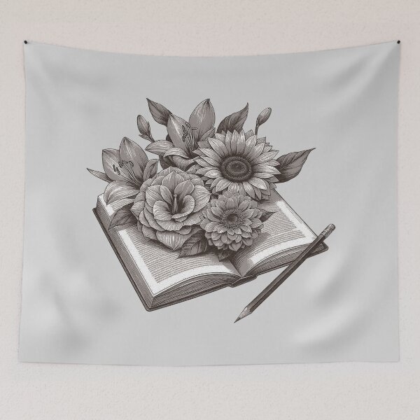 Item preview, Open Book with Flowers: Blooming Bookworm designed and sold by zzz888.