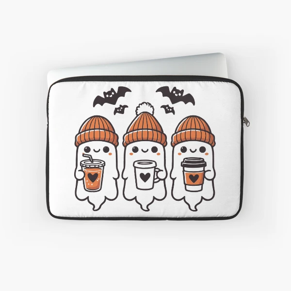 Cute Coffee Ghosts Halloween Collection — Laptop Sleeve by BiMood