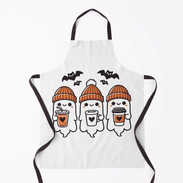 Cute Coffee Ghosts Halloween Collection — Apron by BiMood