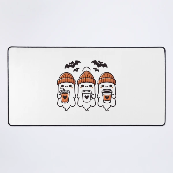 Cute Coffee Ghosts Halloween Collection — Mouse Pad by BiMood