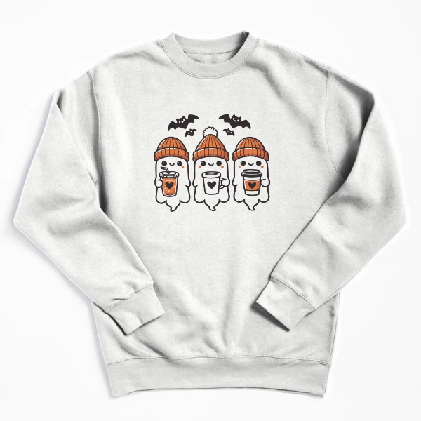 Cute Coffee Ghosts Halloween Collection — Pullover Sweatshirt by BiMood