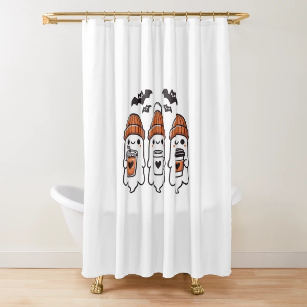 Cute Coffee Ghosts Halloween Collection — Shower Curtain by BiMood
