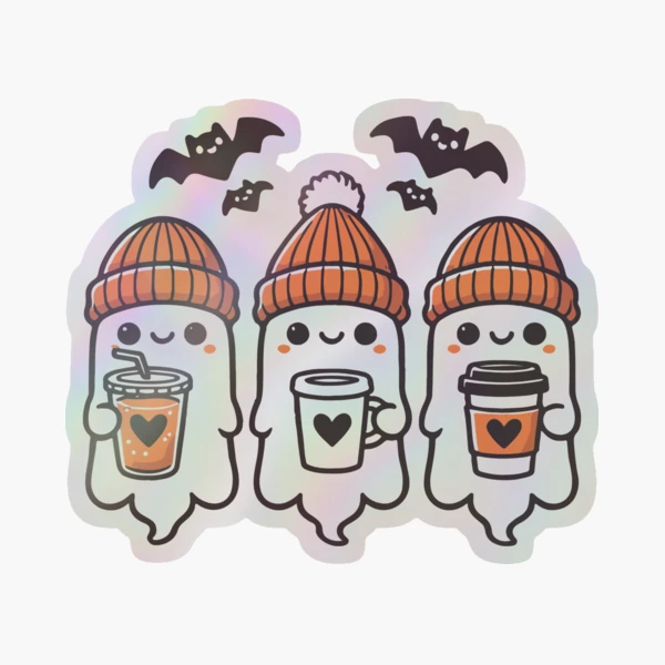 Cute Coffee Ghosts Halloween Collection — Sticker by BiMood
