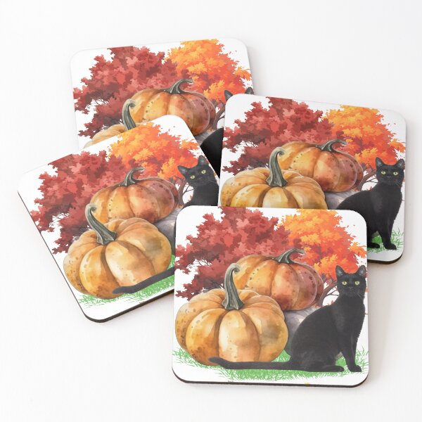 Item preview, Witchy Autumn Fall Pumpkin and Black Cat designed and sold by WildWoodlandWitch.