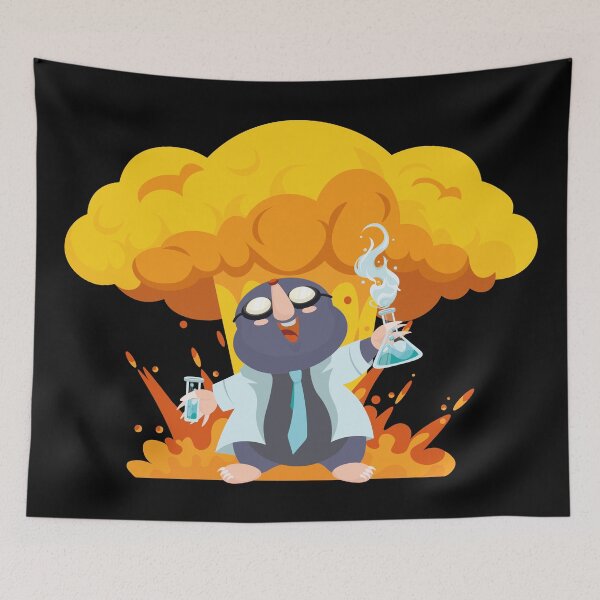 Item preview, Cartoon mad scientist and chemical experiment with explosion designed and sold by Art-of-Rory.