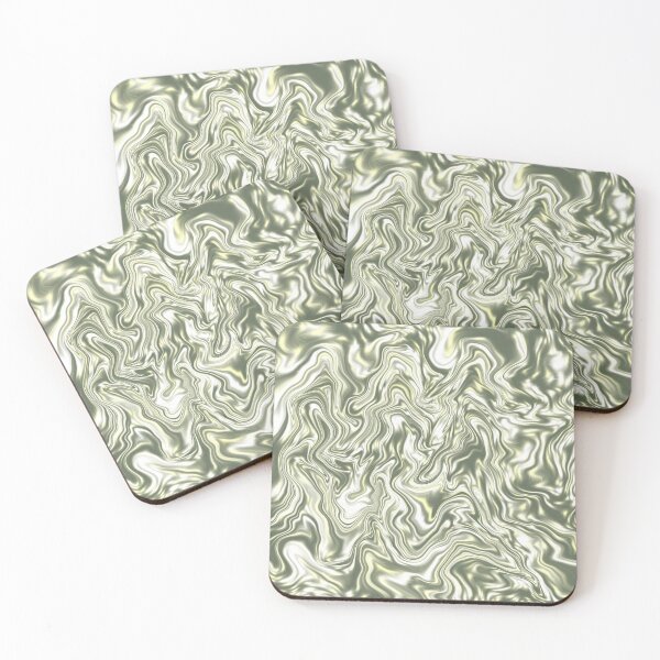 Item preview, Green White Metallic Abstract Liquid Wave designed and sold by Deanmindvortex.