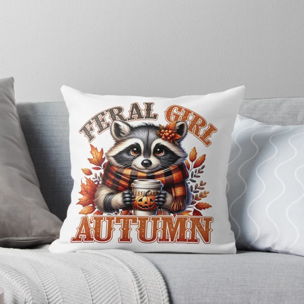 Feral Girl Autumn Collection — Throw Pillow by BiMood