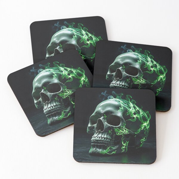 Item preview, Skull with green flames designed and sold by PixelParadies.