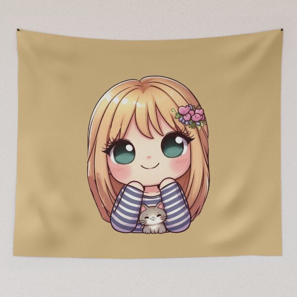 Item preview, Kawaii Girl With Cat designed and sold by Myra365Art.