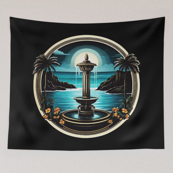 Item preview, Silent Night Fountain with Moon and Palm Trees by The Ocean designed and sold by NautiChic.