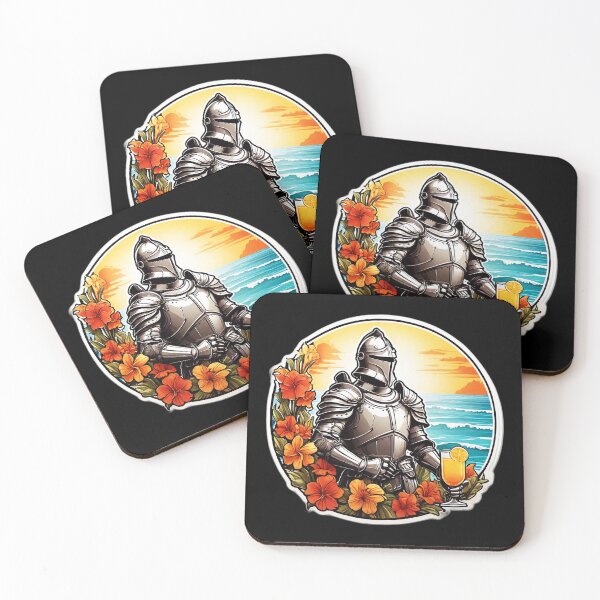 Item preview, Medieval Knight in Shiny Armor with a Drink on a Hawaii beach with Orchids designed and sold by NautiChic.