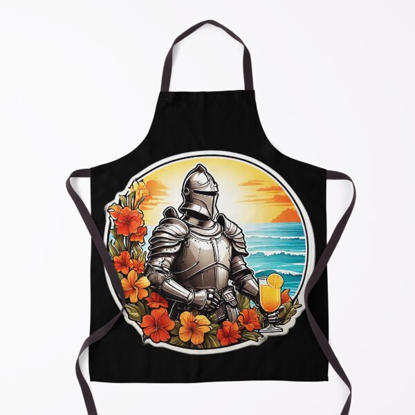 Item preview, Medieval Knight in Shiny Armor with a Drink on a Hawaii beach with Orchids designed and sold by NautiChic.