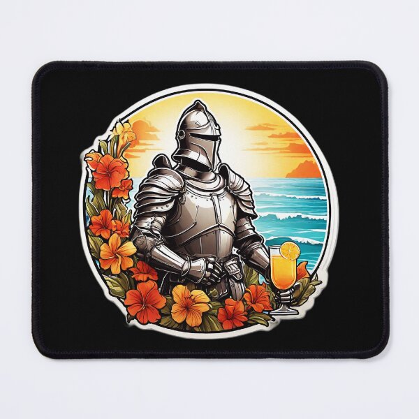Item preview, Medieval Knight in Shiny Armor with a Drink on a Hawaii beach with Orchids designed and sold by NautiChic.