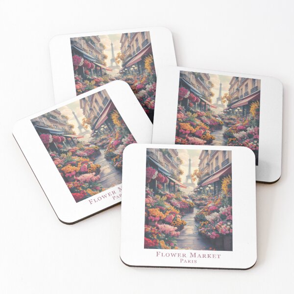 Item preview, Romantic retro flower market in Paris – vintage travel poster with Eiffel Tower designed and sold by pod24.