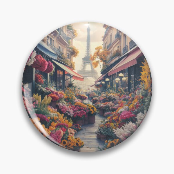 Item preview, Romantic retro flower market in Paris – vintage travel poster with Eiffel Tower designed and sold by pod24.