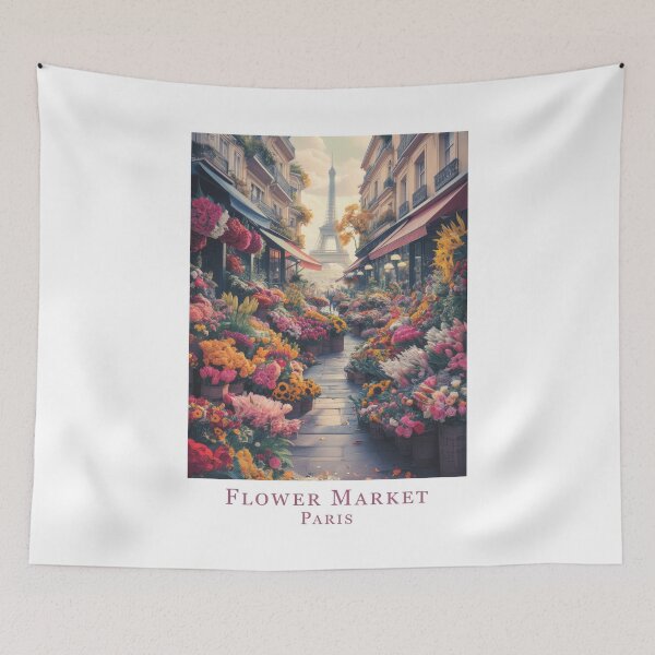 Item preview, Romantic retro flower market in Paris – vintage travel poster with Eiffel Tower designed and sold by pod24.
