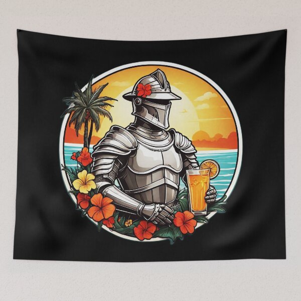 Item preview, Medieval Armor with Beach Drink by the Hawaii Ocean with Orchids designed and sold by NautiChic.