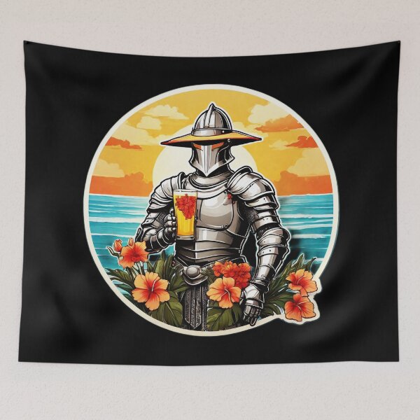 Item preview, Medieval Soldier with a Drink on a Hawaii beach with Orchids designed and sold by NautiChic.