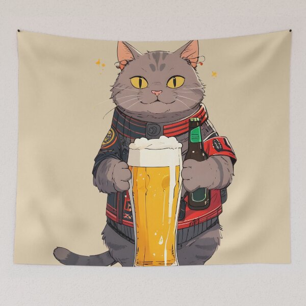 Item preview, Cat and beer designed and sold by KiraChie.