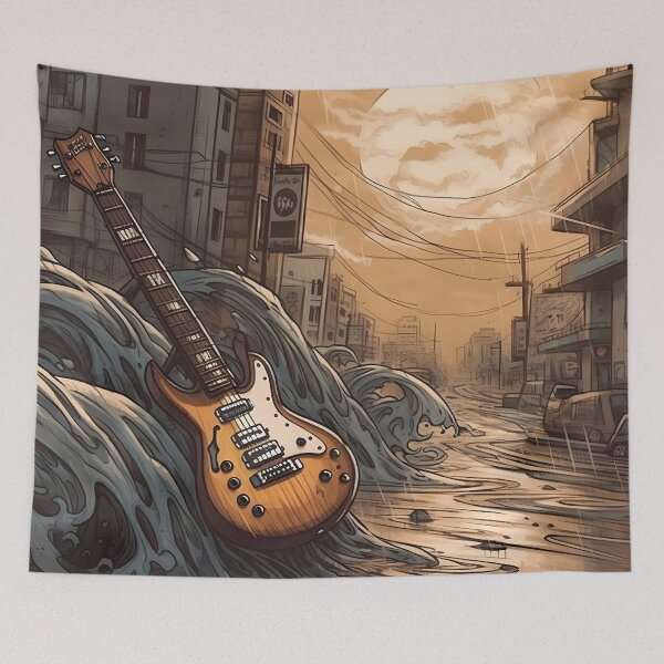 Item preview, Apocalyptic landscape with guitar designed and sold by Nanda1975.