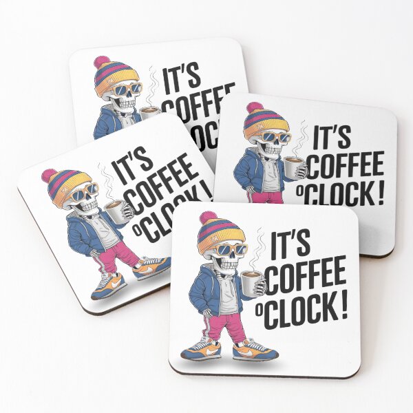 Item preview, It's Coffee O'Clock - Cool Skeleton Cartoon designed and sold by 4uoffers.