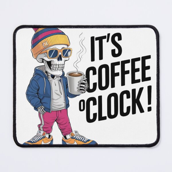 Item preview, It's Coffee O'Clock - Cool Skeleton Cartoon designed and sold by 4uoffers.
