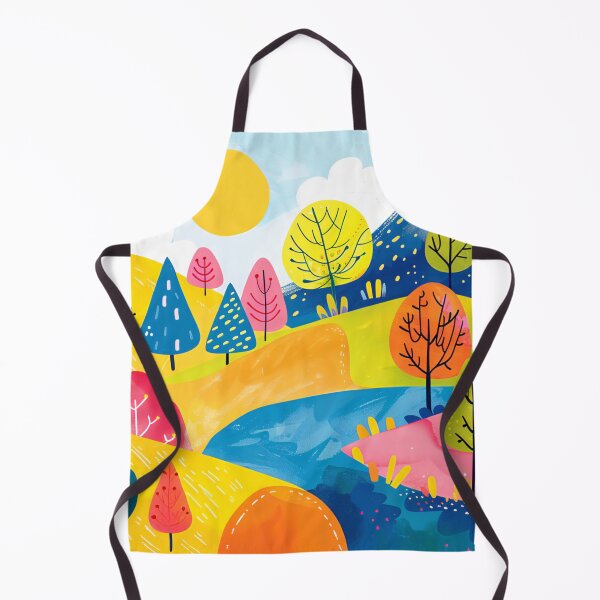 Item preview, Scandinavian landscape with mountains and forest, folk art, folk art, traditional Scandinavian painting designed and sold by NordicArtPrint.