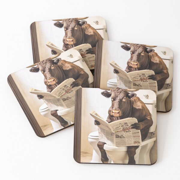 Item preview, Angus Cow Sitting on the Toilet Reading a Newspaper designed and sold by CheekyAnimalz.