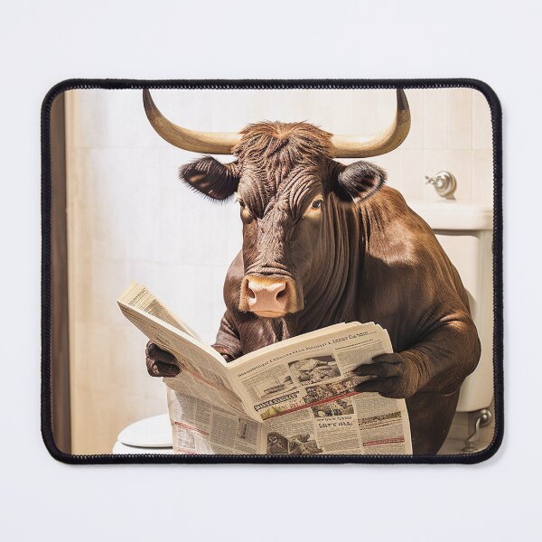 Item preview, Angus Cow Sitting on the Toilet Reading a Newspaper designed and sold by CheekyAnimalz.