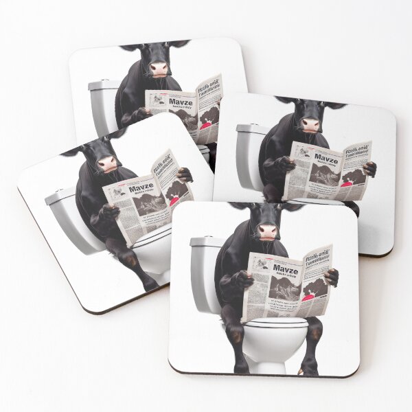 Item preview, Holstein Cow Sitting on the Toilet Reading a Newspaper designed and sold by CheekyAnimalz.