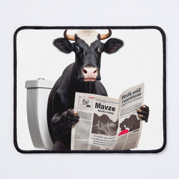 Item preview, Holstein Cow Sitting on the Toilet Reading a Newspaper designed and sold by CheekyAnimalz.
