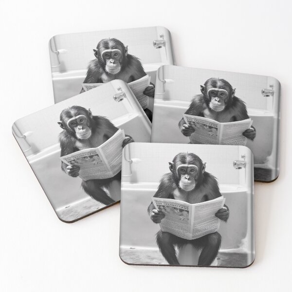 Item preview, Monkey Sitting on the Toilet Reading a Newspaper designed and sold by CheekyAnimalz.