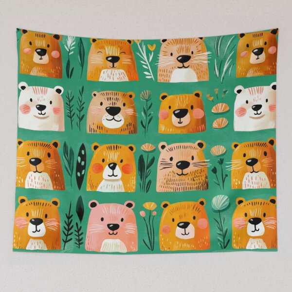 Item preview, Otters on green with seashells designed and sold by Artlizzard.