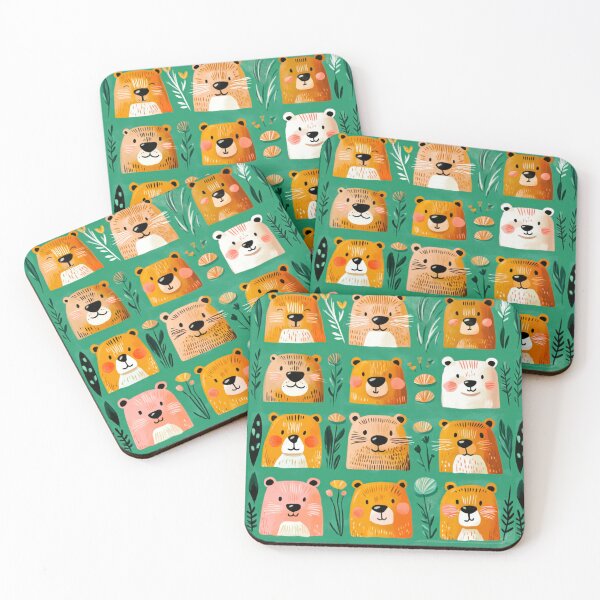 Item preview, Otters on green with seashells designed and sold by Artlizzard.