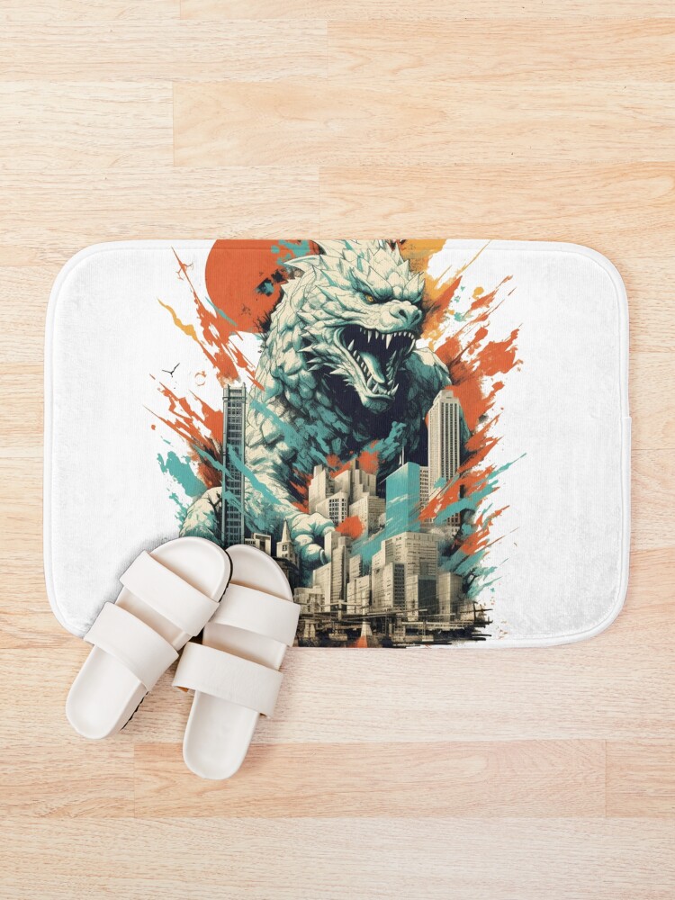 Thumbnail 1 of 6, Bath Mat, Godzilla designed and sold by NoobsDesign.