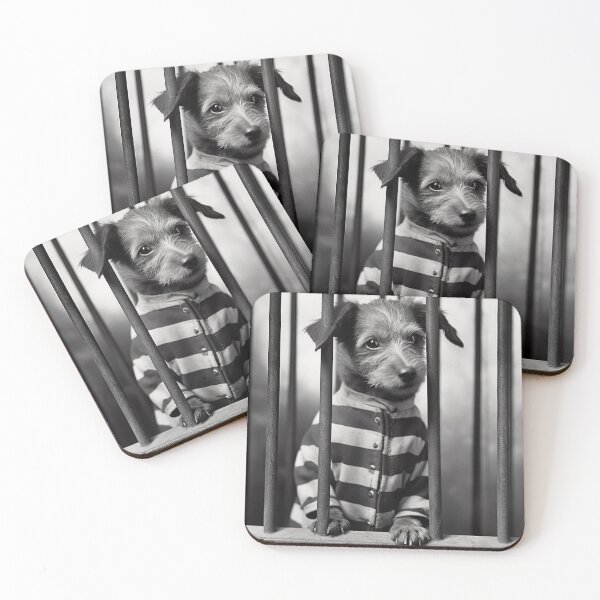 Item preview, Dog in Jail in a Striped Prison Suit, Funny Vintage designed and sold by CheekyAnimalz.