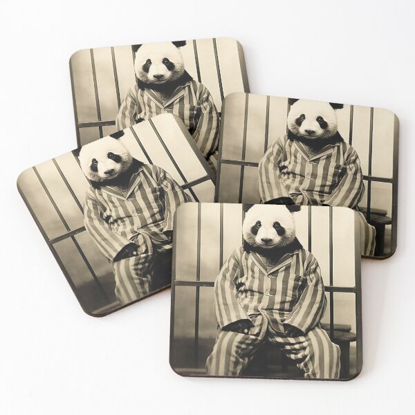 Item preview, Panda in Jail in a Striped Prison Suit, Funny Vintage designed and sold by CheekyAnimalz.