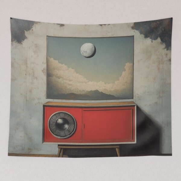 Item preview, Surreal Moon Over Retro Cabinet designed and sold by Rafał Stadnik.