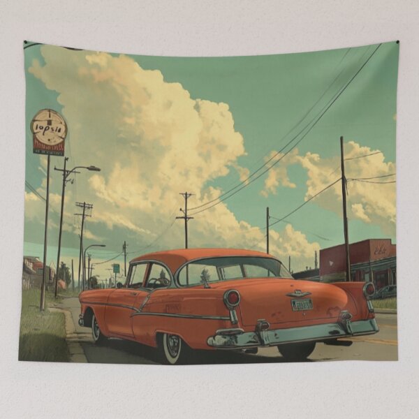 Item preview, Vintage Car on Deserted Street designed and sold by Rafał Stadnik.