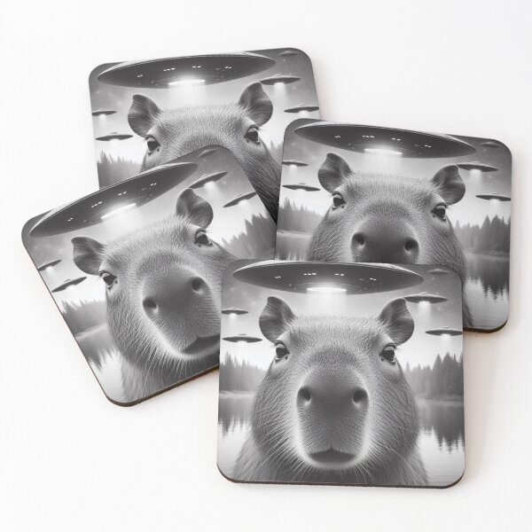 Item preview, Funny Capybara Selfie with UFOs Weird designed and sold by Bankza.