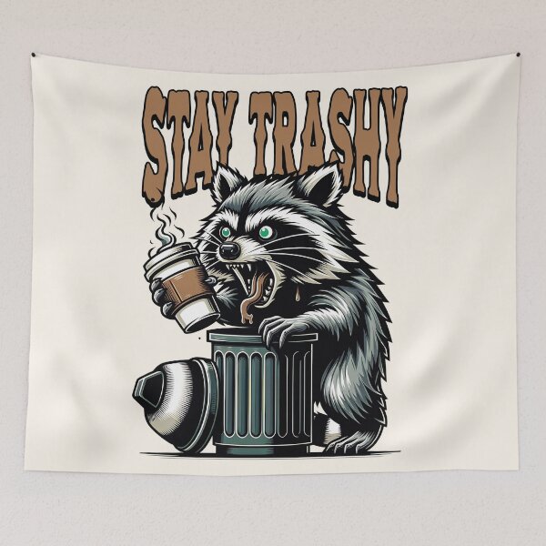 Item preview, Stay Trashy - Trash Panda - 80's Vintage Retro Funny Gift - White designed and sold by InkyGenies.