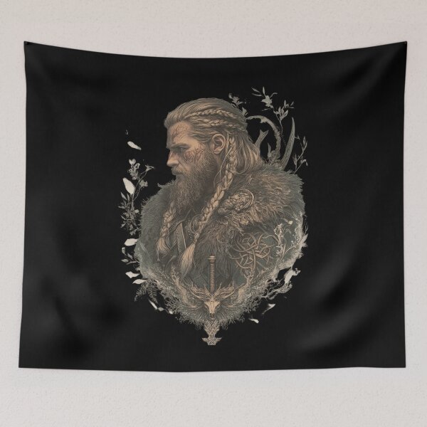 Item preview, Viking Warrior Beard Vintage Nordic Odin Illustration  designed and sold by Quirkle Berry.