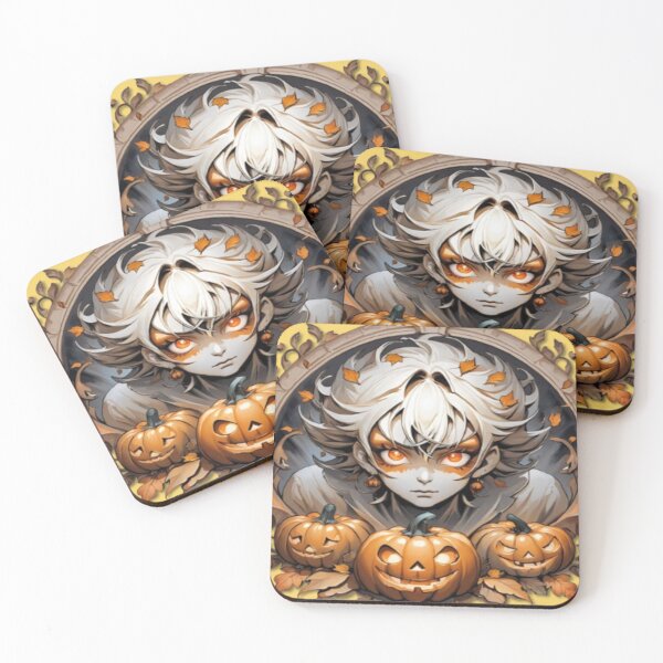Item preview, Mystical portrait: boy with glowing eyes and pumpkins in front of artistic ornaments designed and sold by FotoworldEdel.