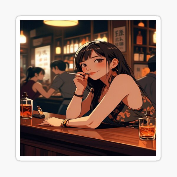 Item preview, Charming Night Out: Woman at a Cozy Bar designed and sold by VibeNest.