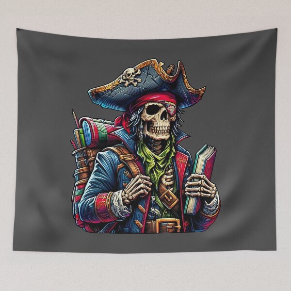 Item preview, Back to Skull - Pirate Skeleton with Backpack and Books designed and sold by Nabucodonoshop.