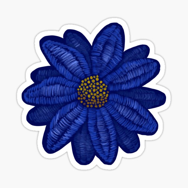 Item preview, Blue embroidery flower design on blue background designed and sold by mooninretro.