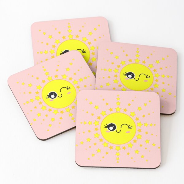 Item preview, Cute Smiling Yellow Twinkle Sun Shining with outlined stars designed and sold by HoppRock.