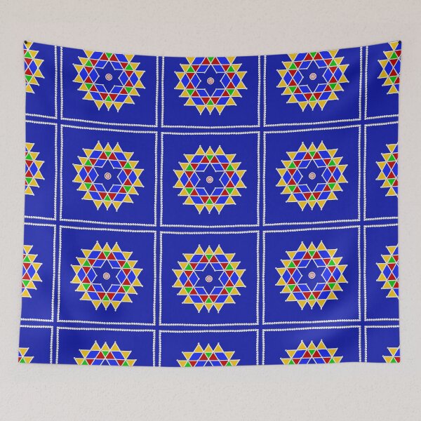 Item preview, Aishwarya kolam/muggu/Rangoli - Blue Background designed and sold by ShreecreatE.